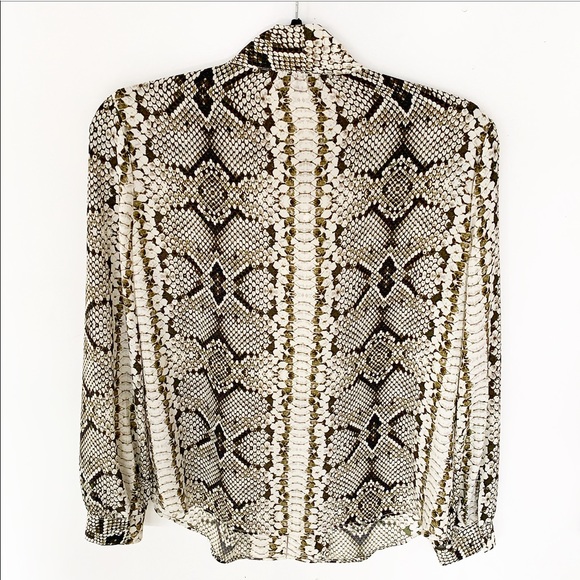 J Crew Snake Python Button Down Shirt Pussybow - Picture 5 of 6